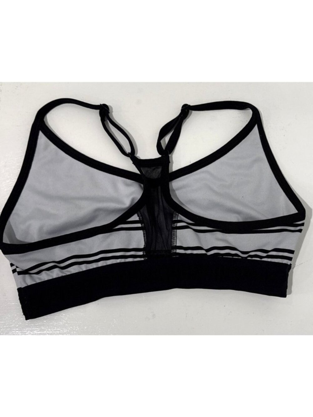 Victoria Secret Pink Ultimate Lightly Lined Gray Black Racerback Sports Bra Sz L - Picture 4 of 5